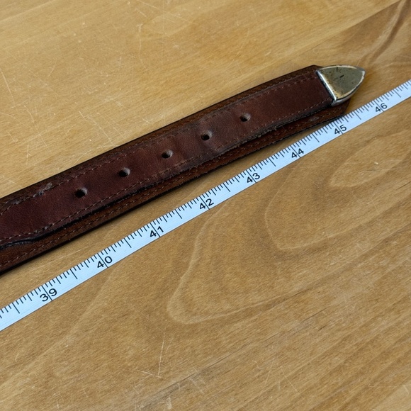 ORVIS LEATHER BELT BROWN WESTERN SOLID BRASS BUCKLE WESTERN CLASSIC MEN SZ 40 - Picture 9 of 10